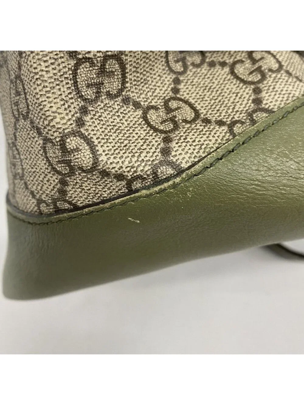 Gucci Handbag GG Supreme Brown Green Gold